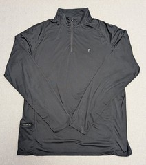 Tommy John Long Sleeve 1/4 Zip Pullover Shirt Mens L Black Logo Pocket Athletic