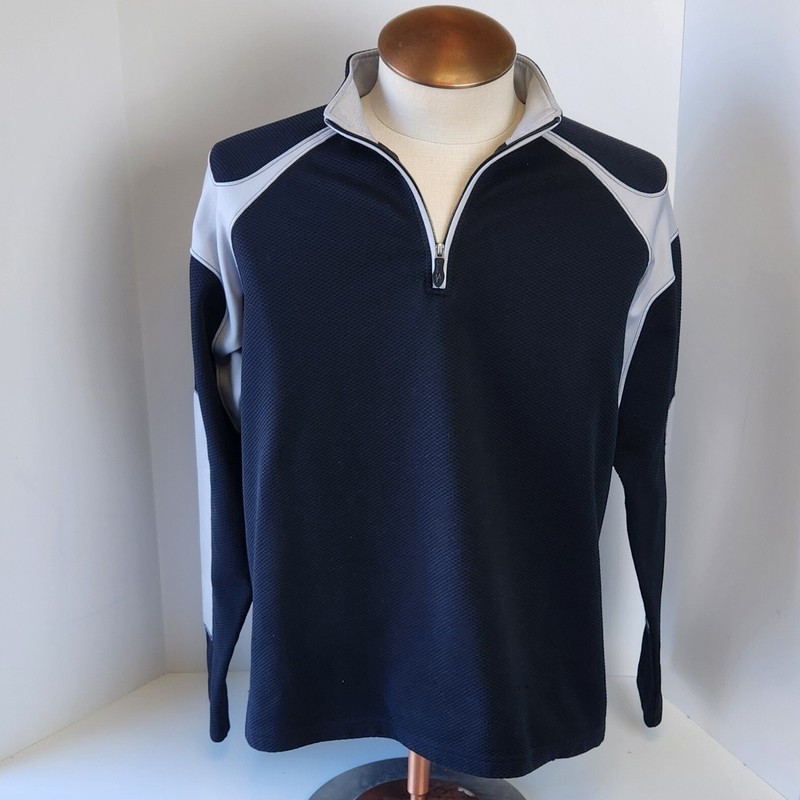 SECOND SKIN Men's Large Ryder Cup Golf Pullover Stretch Long Sleeve 1/4 Zip Blue gallery