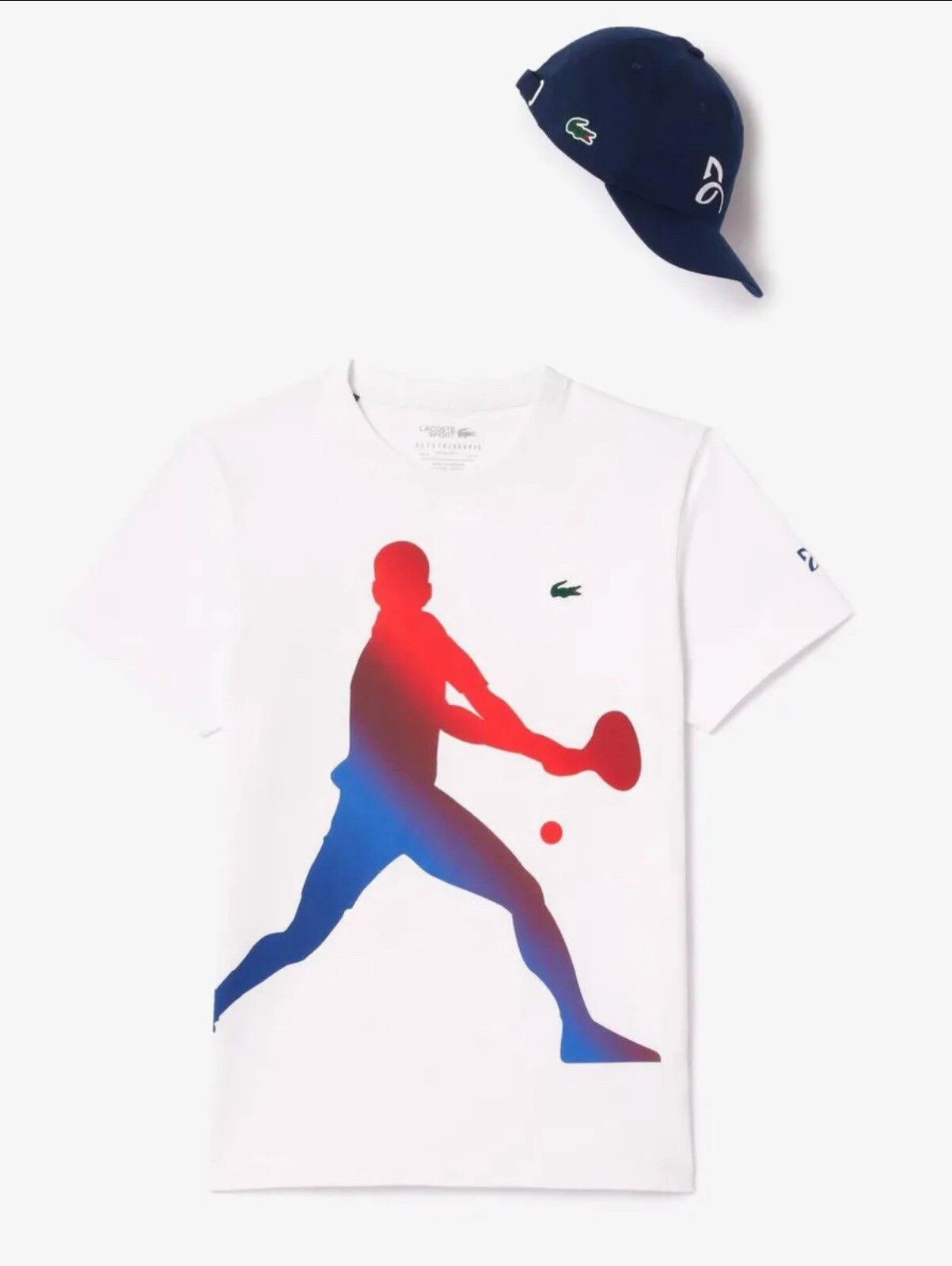 Lacoste Novak Djokovic Tennis Men’s Small White T Classic T Shirt W Hat! New! gallery