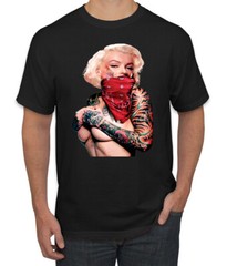 Marilyn Monroe tattooed Face + Red Bandana Men Graphic Tshirt