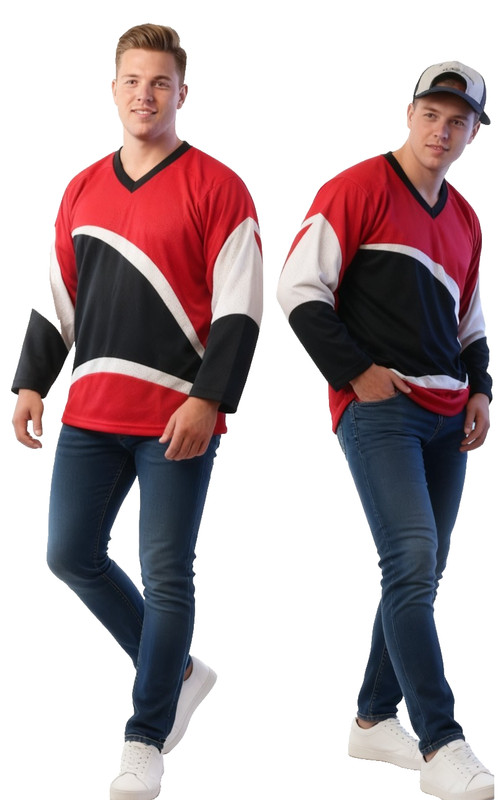 ​VKM Venus Vintage Hockey Jersey Adult Medium Red Black White Made In Canada gallery