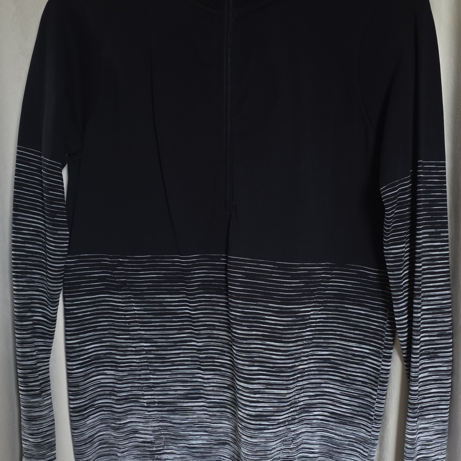 Xersion Quick-Dri Men's Striped 1/4 Zip Pullover Mock Neck Shirt Black Gray M gallery