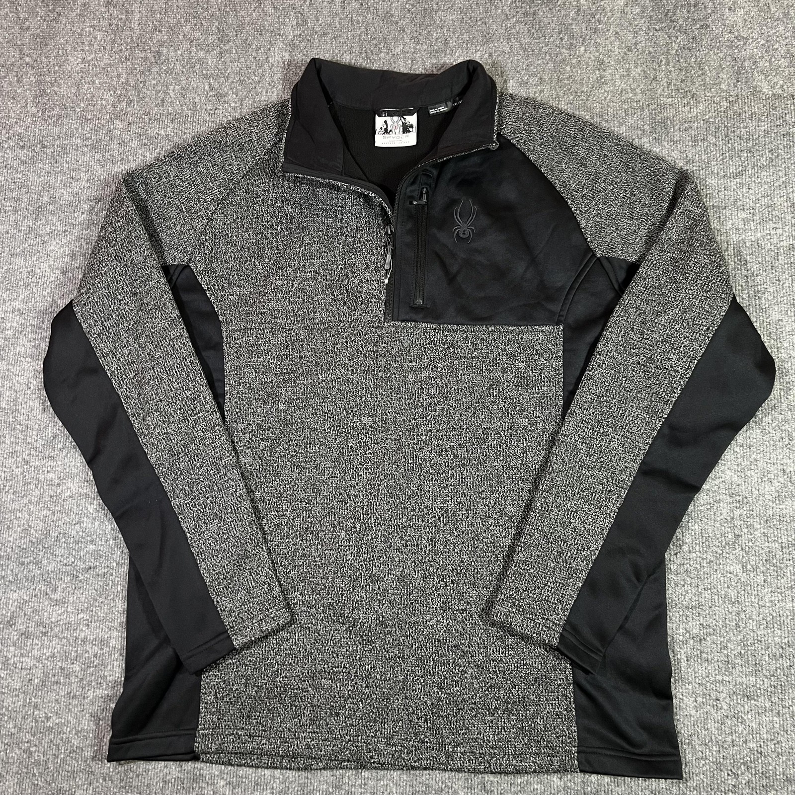 Spyder Fleece Pullover Shirt Mens 2XL Gray Black 1/4 Zip Long Sleeve Ski Outdoor gallery