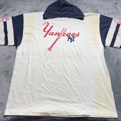 Vintage New York Yankees MLB Baseball Hooded Shirt Mens Large Apex One w/ Flaws