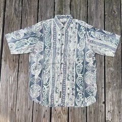 Timberland Weathergear VTG 90s Aztec Tribal Shirt Beige Casual Mens Medium