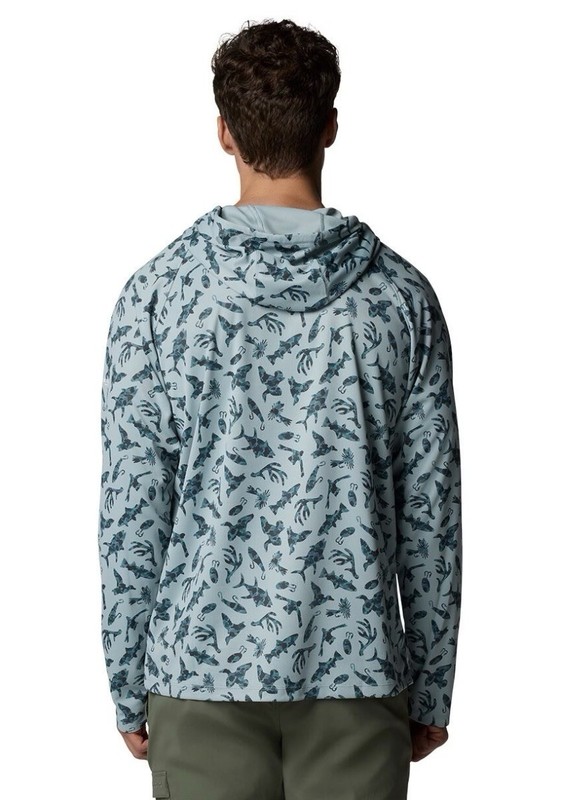 Columbia Men’s Large Wild Cast Camp Hoodie Omni-Shade Crushed Blue Huntfish NWT gallery