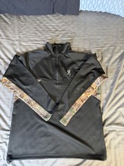 Browning Men’s M Black 1/4 Zip Mock Neck Pullover Camo Polyester Activewear