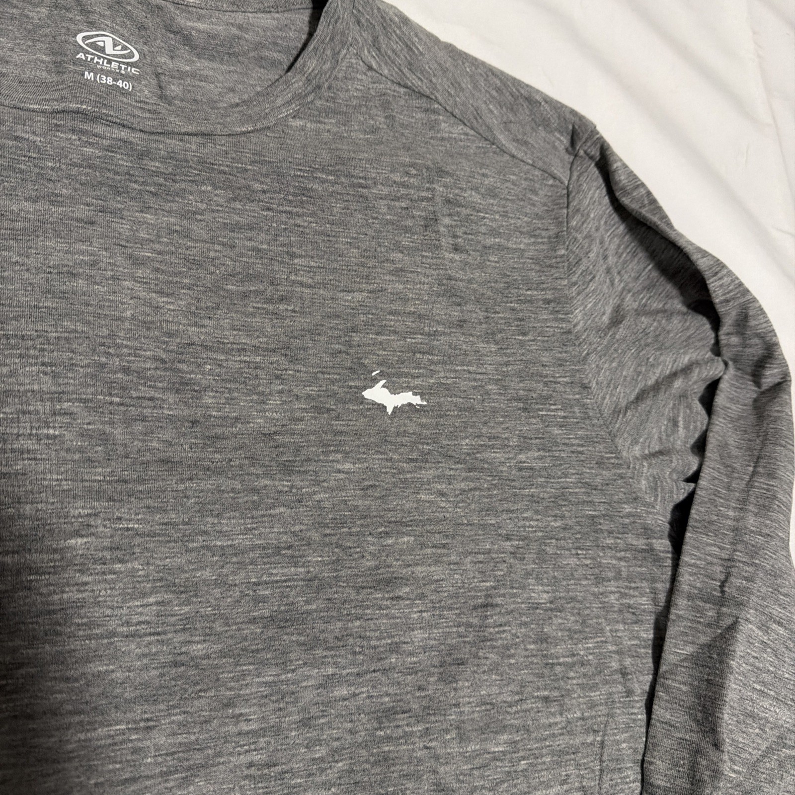 Athletic Works DriWorks Long Sleeve Gray Shirt UP Logo MI Sz S Mens New gallery