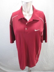 Nike Golf Size L Mens Bordo Short Sleeve Collared Buttons Activewear Polo 152