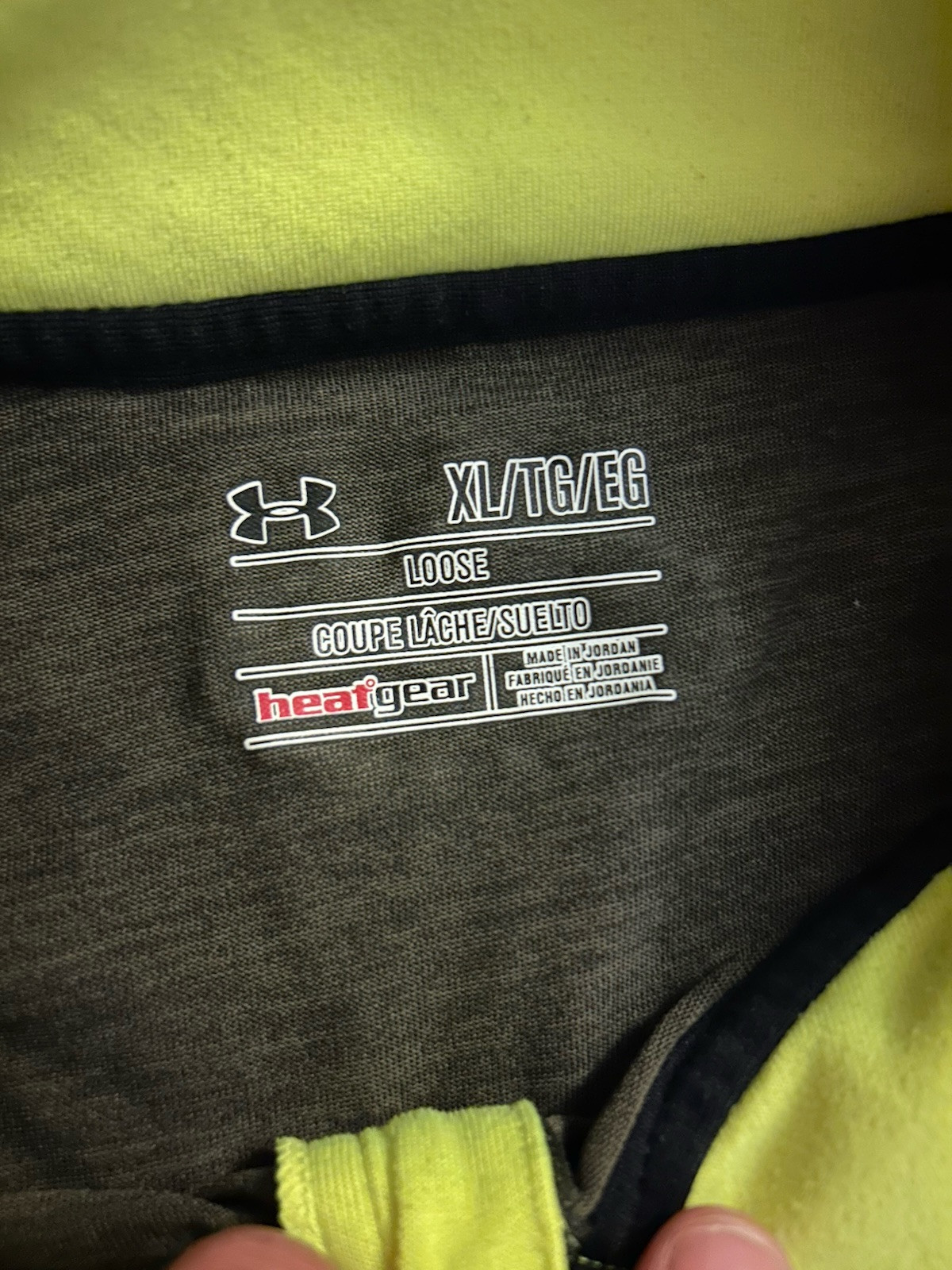 Under Armour Heatgear Mens 1/4 Zip Long Sleeve XL Loose Fit Olive Green Yellow gallery