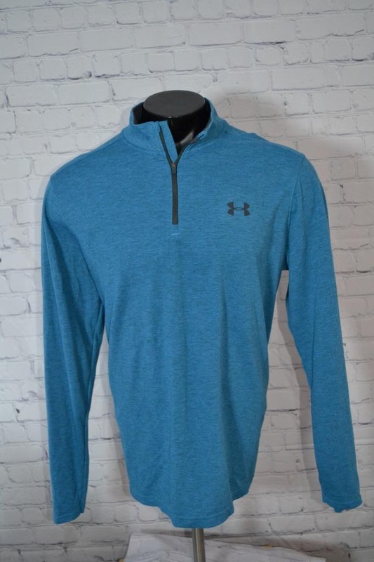 47409-a Under Armour Workout Shirt Pullover Zip Blue Polyester Size 2XL Mens gallery