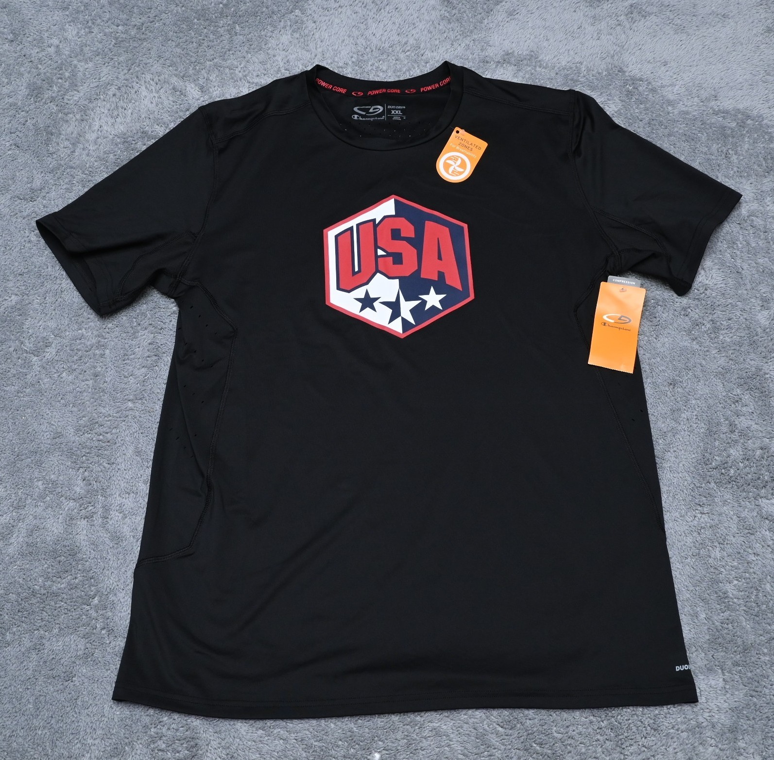 Champion Duo Dry® Size XXL Power Core Men's Black Polyester & Spandex Shirt NWTS gallery