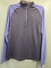Nike Running Dri-FIT Pullover Purple Gray Regular 1/4 Zip Mock Neck woman’s L
