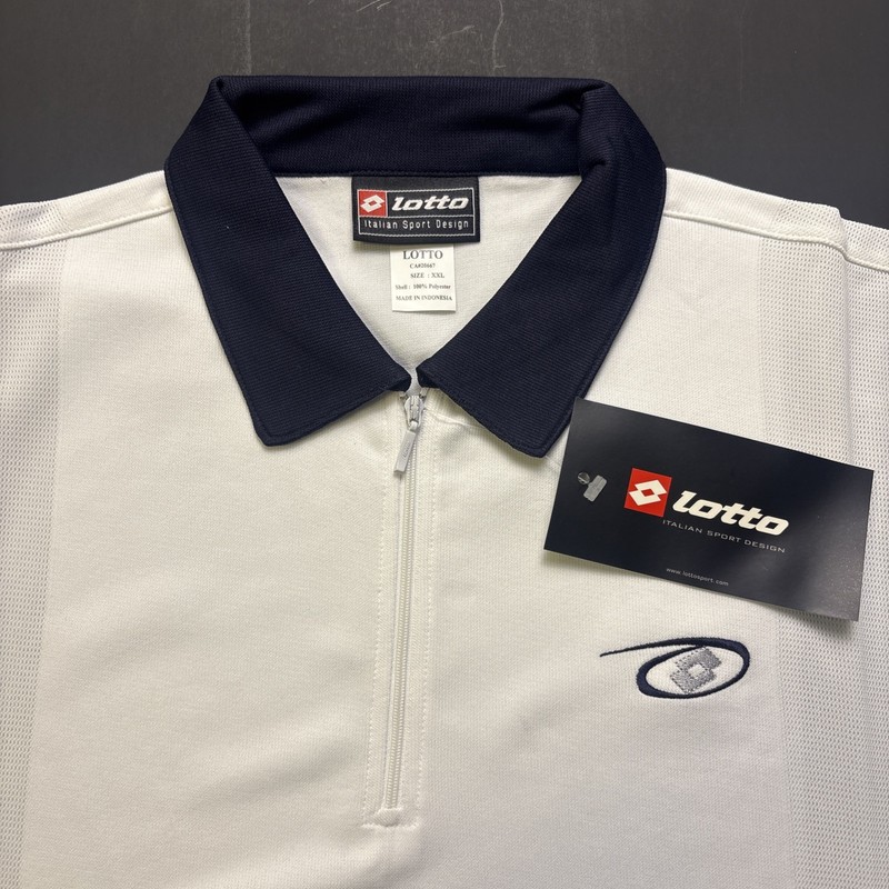 Lotto Italian Tennis Men’s XXL Impact Zip White/Navy Atheltic Polo Shirt NWT NOS gallery