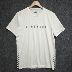 Gymshark Shirt Mens Large White Sport Stripe Crewneck Athletic Slim Fit Tee