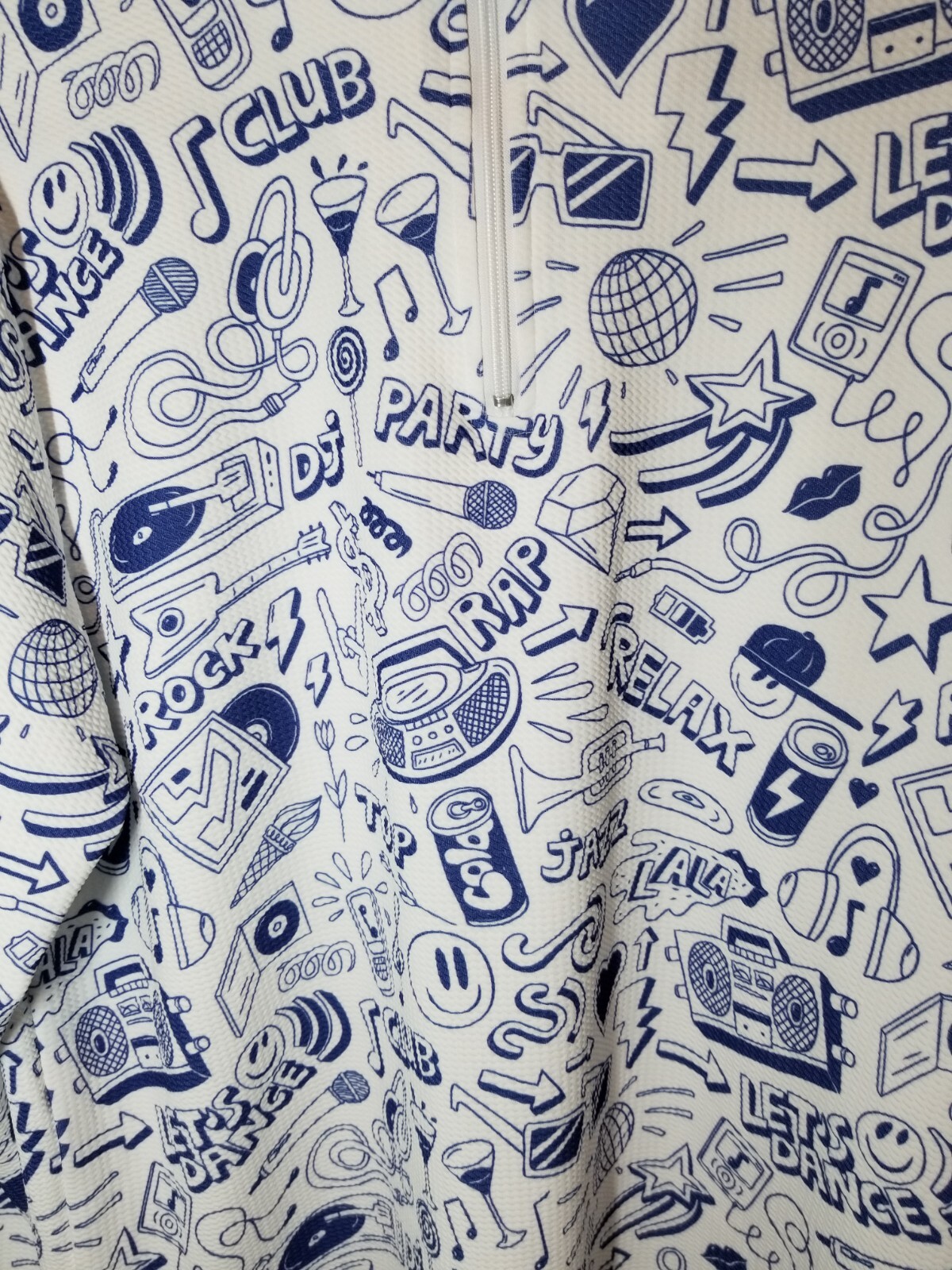 Golf Gentry Men's 1/4 Zip Long Sleeve Size XL Blue White Loud Party Design gallery