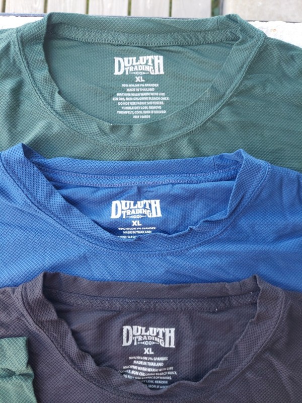 3 DULUTH Buck Performance Layer Long Nylon Thumb Crew Top Green Blue Black XL 46 gallery