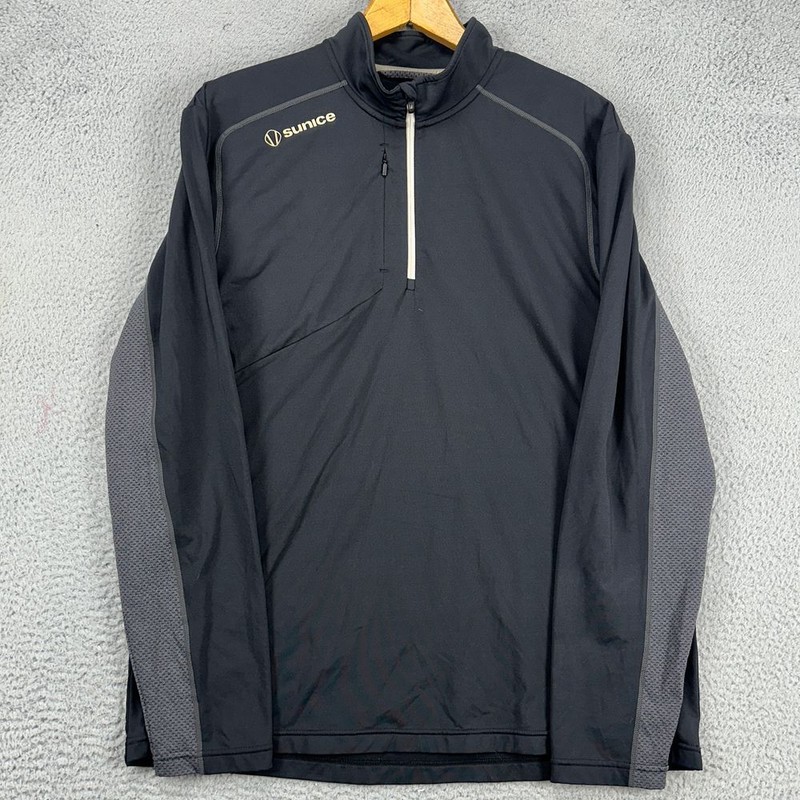 Sunice Sport Pullover Shirt Mens XL Superlite FX Black Grey Quarter Zip Athletic gallery