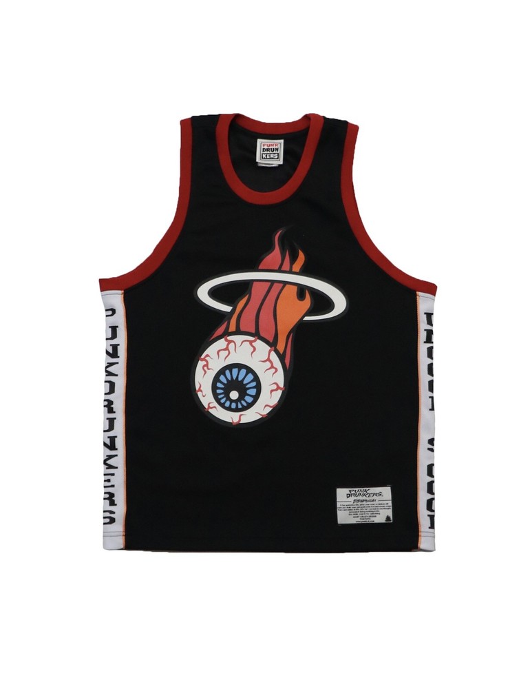 PUNK DRUNKERS Blazing Eyeball Miami Heat Inspired Jersey Black Size Medium
