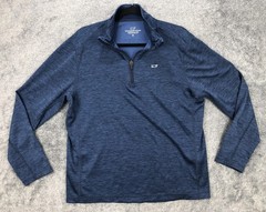 Vineyard Vines Performance Pullover Mens Medium Blue Quarter Zip Long Sleeve