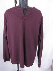 Mens Maroon Three Snap Long Sleeve Roundtree & Yorke Performance Shirt Size XL