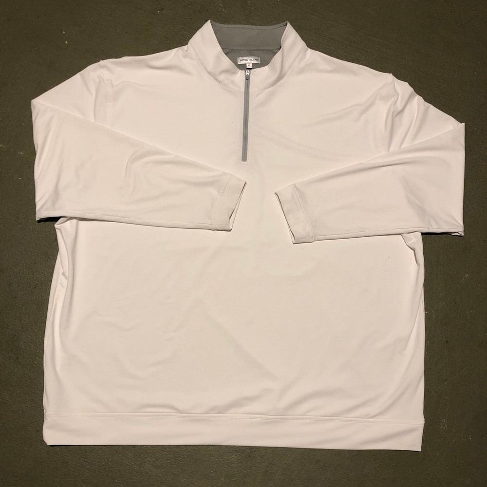 Peter Millar Pullover Men's 4X White Quarter Zip Perth Golf Performance Stretch