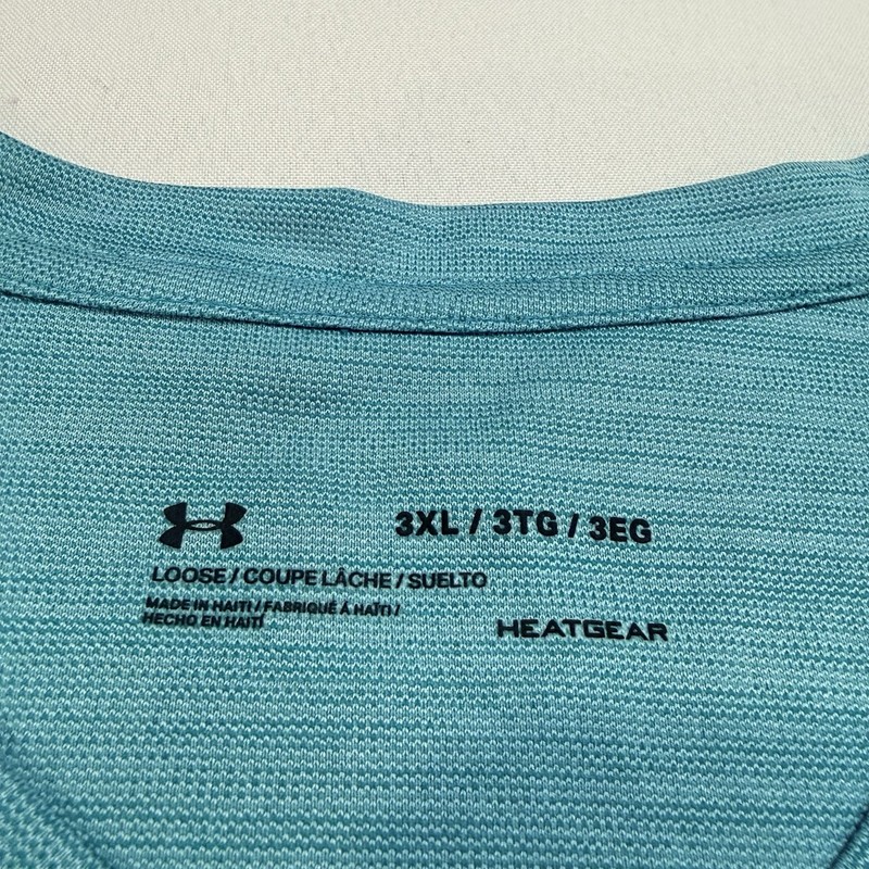 Under Armour T-Shirt Mens 3XL Heatgear V-Neck Loose Aqua Blue Athletic New NWOT gallery