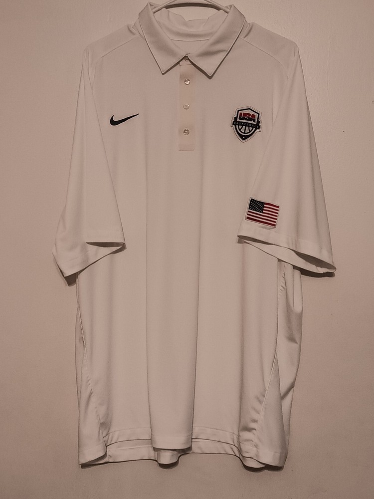 Nike Dri-Fit Team USA Olympics Basketball Coach’s Polo White Size 3XL