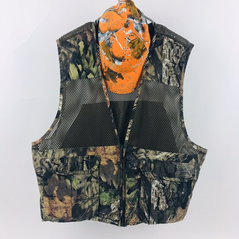 New XL/2XL Mossy Oak Dove Vest & Used Orange Baseball Cap Lined Game Bag Bird gallery