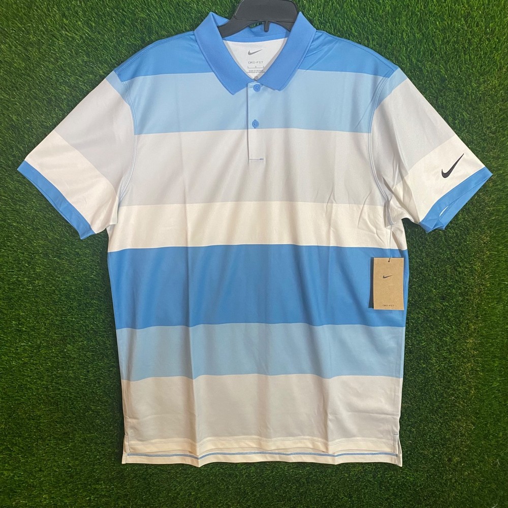 Nike Men's S Victory + Dri-FIT Golf Polo Blue Stripe FZ7452-489 MSRP $70