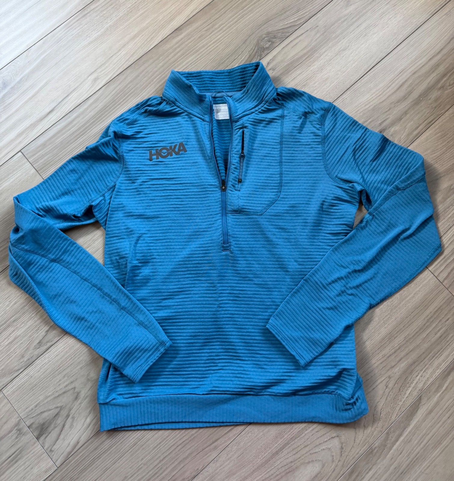 HOKA 1/2 Zip Terry Knit Performance Long Sleeve Top Sz Med 1135054 Blue gallery