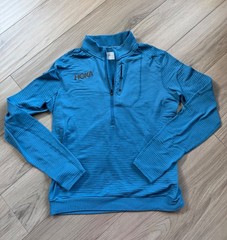 HOKA 1/2 Zip Terry Knit Performance Long Sleeve Top Sz Med 1135054 Blue