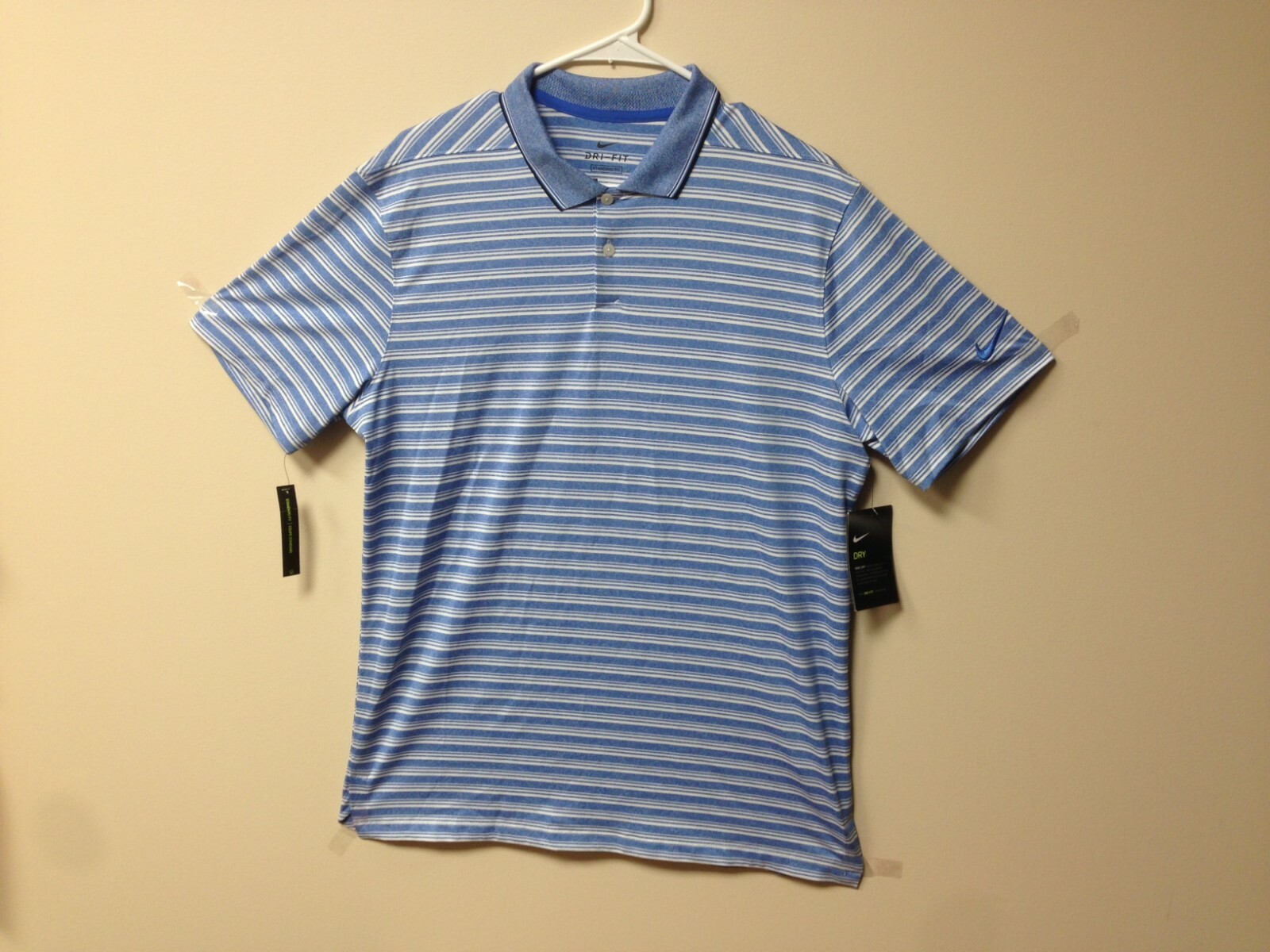 Nike Dri-FIT Dry Vapor Control Stripe Golf Polo Blue Void CK4744-402 Mens Size M gallery