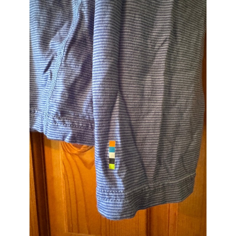 Smartwool 1/4 Zip Pullover XXL Blue Striped Merino 150 Base Layer Gorpcore gallery