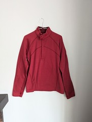 REI Mens Small Red 1/4Zip Pullover Outdoor Hiking Sweatshirt Snap Button Neck 32
