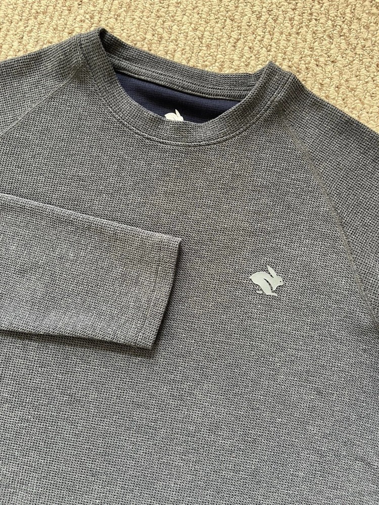 Rabbit Running EZ Pullover Crewneck Men’s S Lightweight Logo Gray Waffle Thermal