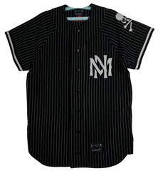Mastermind World Mitchell & Ness Large Baseball Jersey Black White Pinstripe New