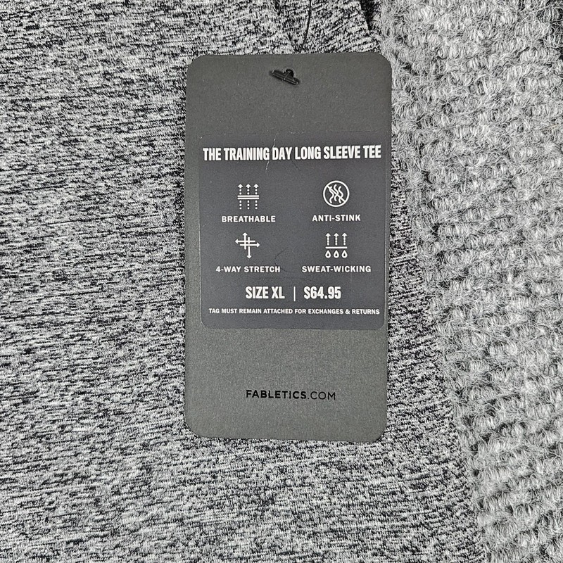 NWT Fabletics Performance Mens Training Day Long Sleeve Tee Grey Heather XL New gallery