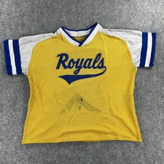 Vintage Kansas City Royals Baseball Jersey Mens Medium M Yellow Empire 70s Mesh