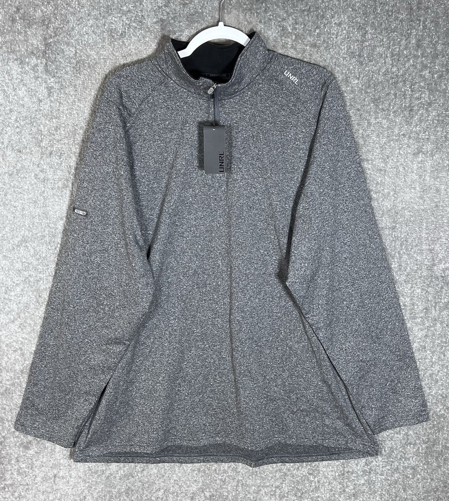 UNRL Elite 1/4 Zip II Pullover Shirt Mens Size 3XL Gray Performance Stretch New