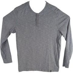 Gray Prana Shirt Long Sleeve Mens Medium Breathe Henley Button Collar Grey