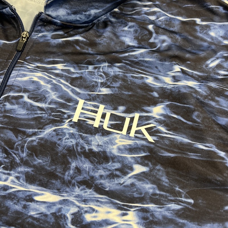 Huk Shirt Men's XL Blue Mossy Oak Elements Aqua Long Sleeve 1/4 Zip Fishing gallery