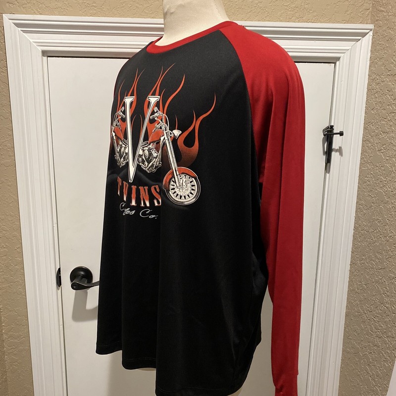 Men's Motorcycle V Twins Cycles Long Sleeve Performance Shirt Sz 2XL Solar Gear gallery