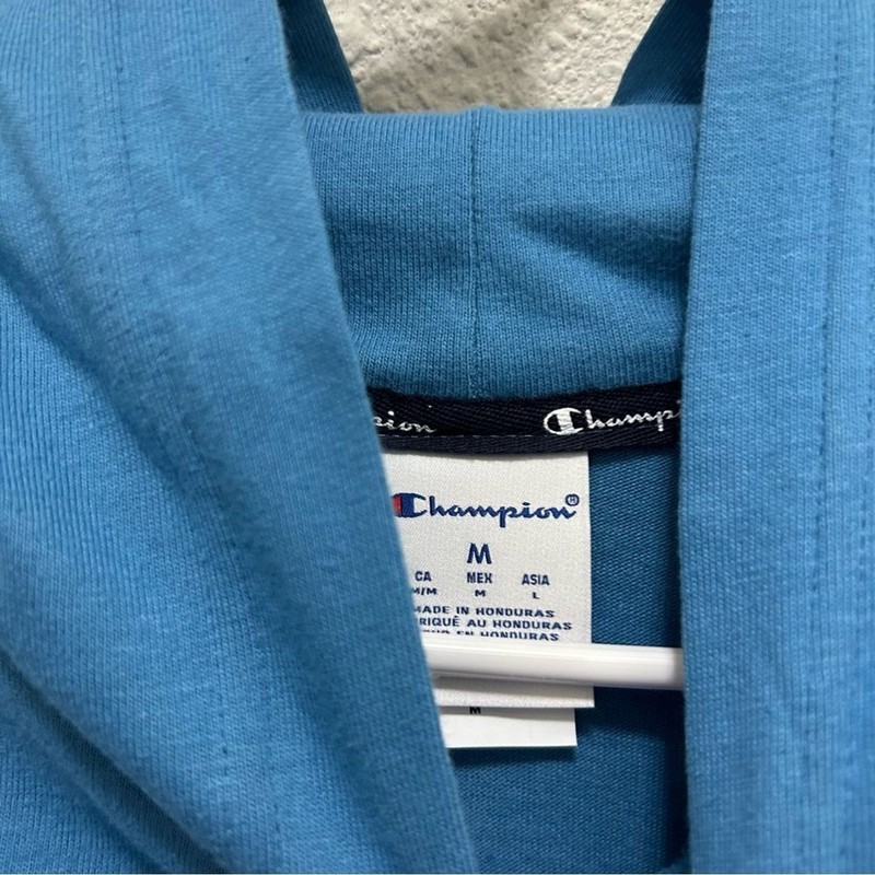Champion Men's Middleweight Cut-Off T-Shirt Hoodie Mountain Air Blue NWT M gallery