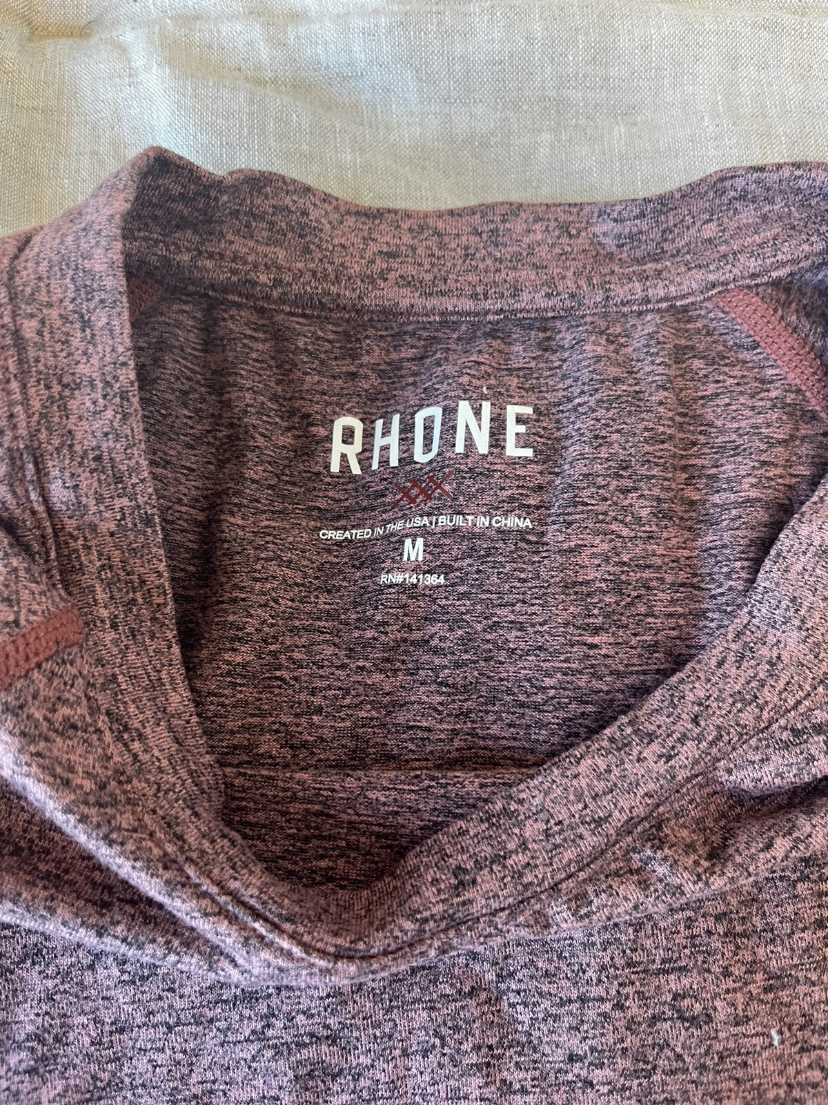 Rhone Shirt Mens Reign Crew Neck Long Sleeve Stretch Heathered Burgundy Size M gallery