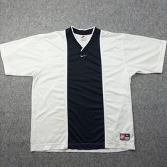 Vintage Nike Shirt Mens Large Black White Center Swoosh Soccer Jersey 90s, Y2K