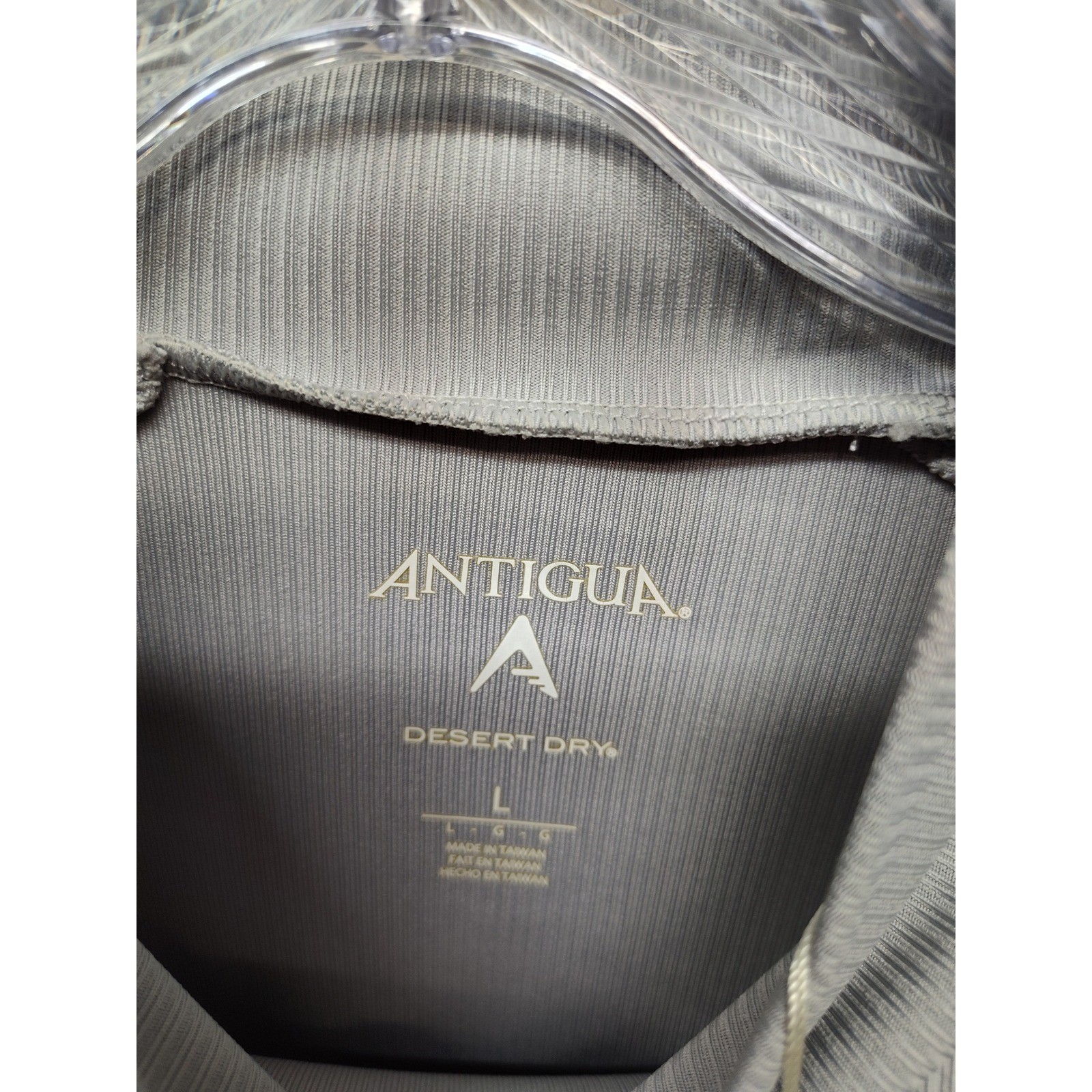 Antigua Desert Dry Mens Grey Ribbed Mock Neck Long Sleeve Performance Top L gallery