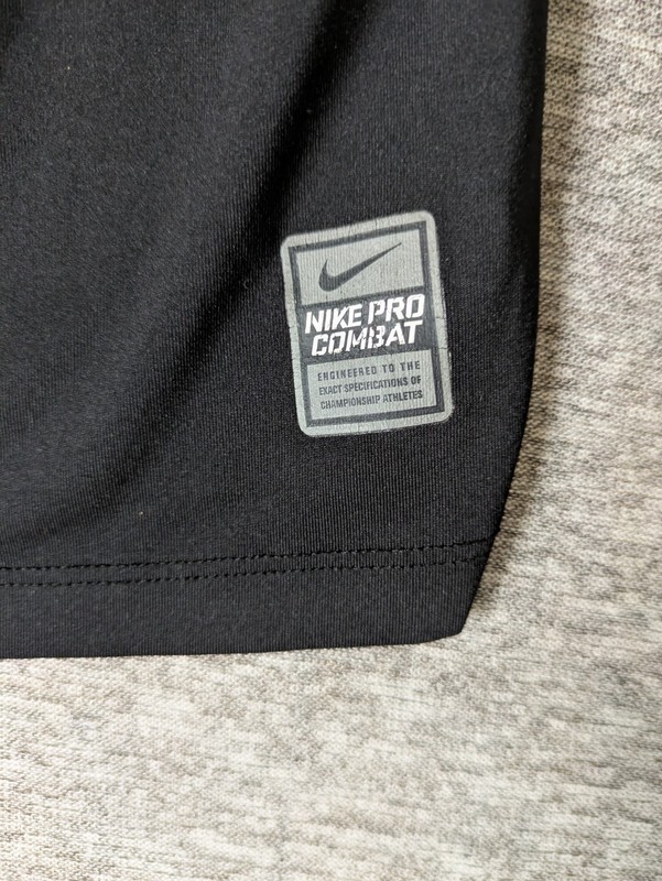 Nike Pro Combat Dri-Fit Men's S Fitted Black Mock Collar Short Sleeve Shirt Logo gallery