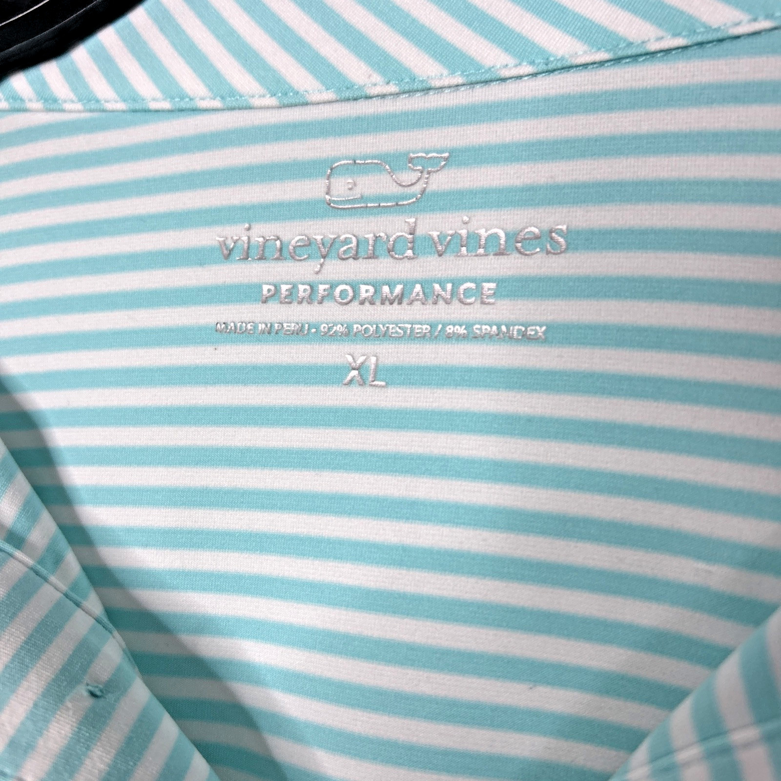 Vineyard Vines Performance Striped Polo Teal White Stripe Men's XL gallery
