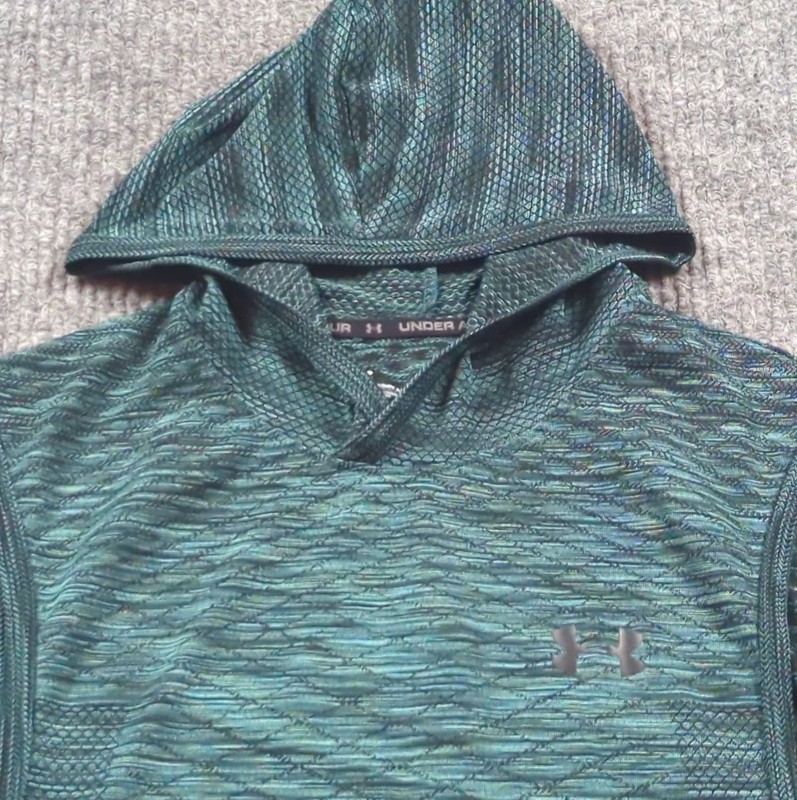 Under Armour Shirt Mens Small Green Tank Top Fitted Hood Heat Gear gallery